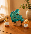 Ocean wave lamp with two crochet ducks